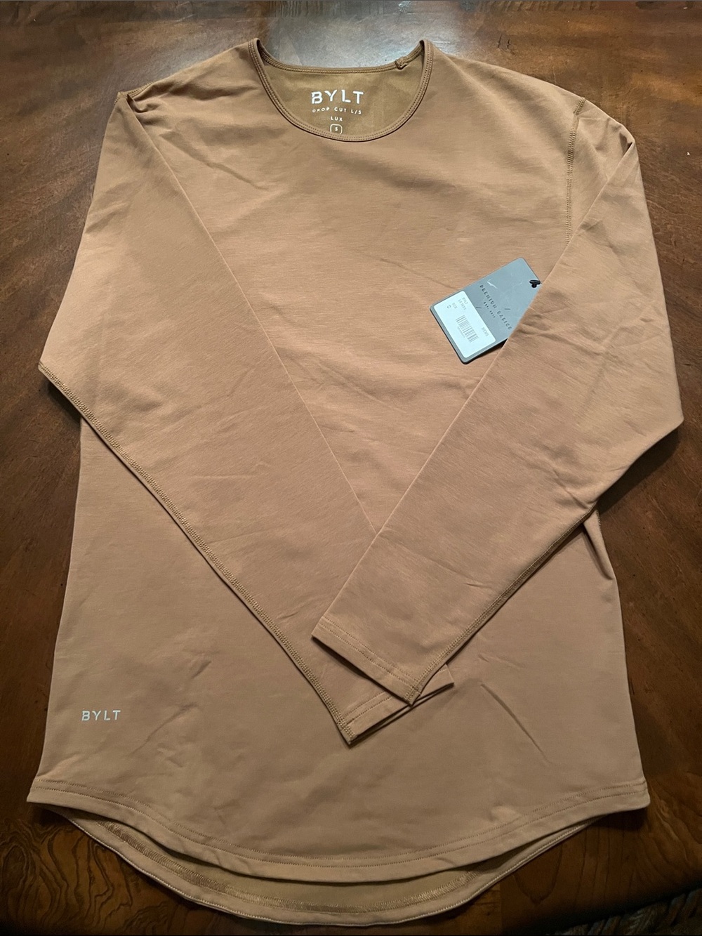 BYLT Basics Signature Drop-Cut Long-Sleeve Crewneck Shirt - Dusty Brown